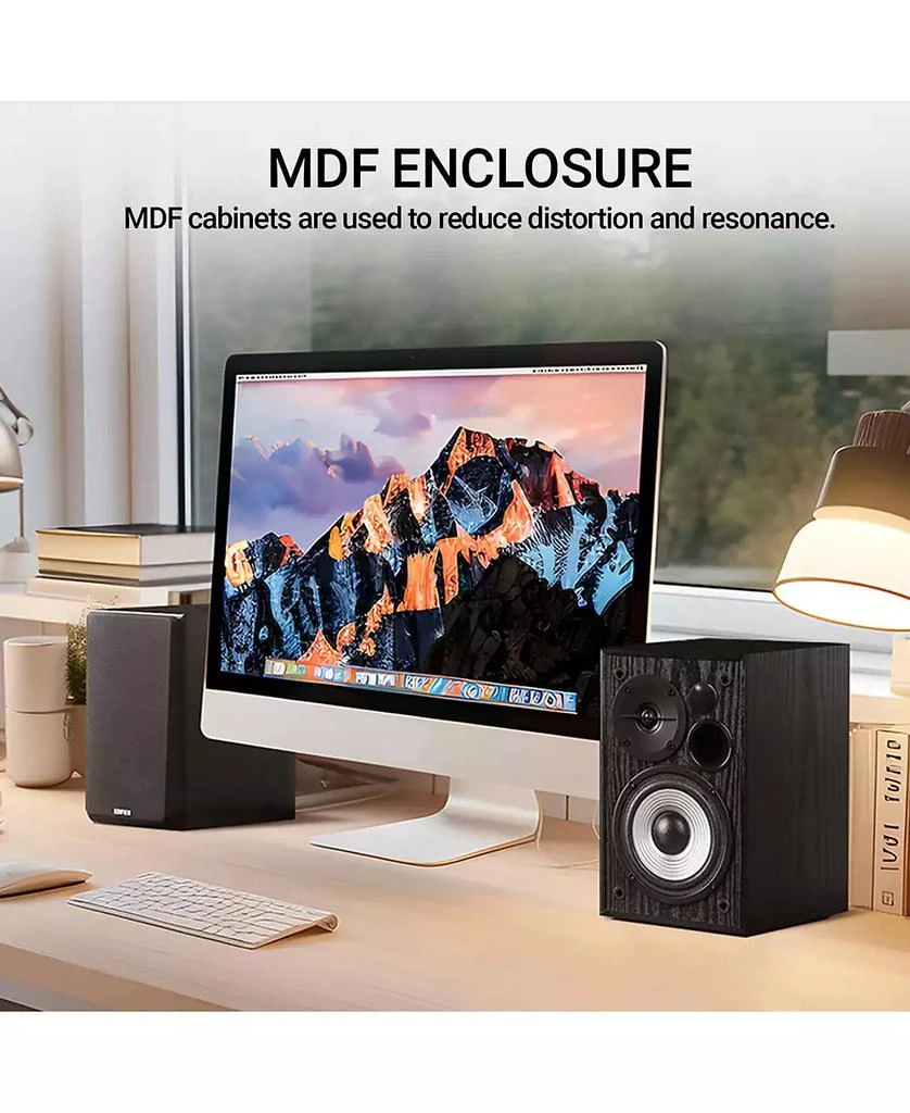 Edifier Bluetooth Bookshelf Speakers with MDF Enclosure, Powered Studio Monitors - 24W RMS (Pair) 6
