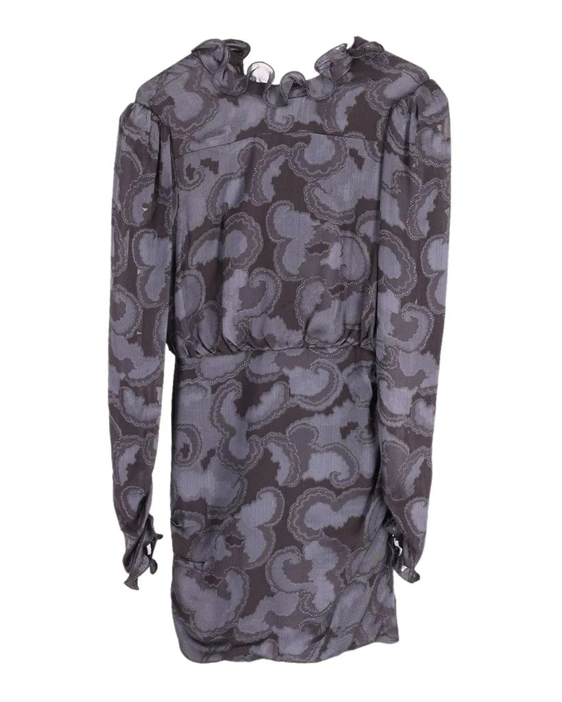 Saloni Rina B Ruffled Jacquard Mini Dress in Navy Blue Silk 1