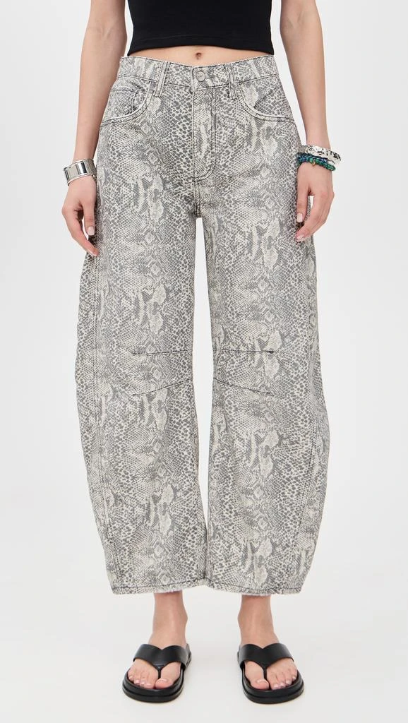 Free People Good Luck Printed Barrel Jeans 6