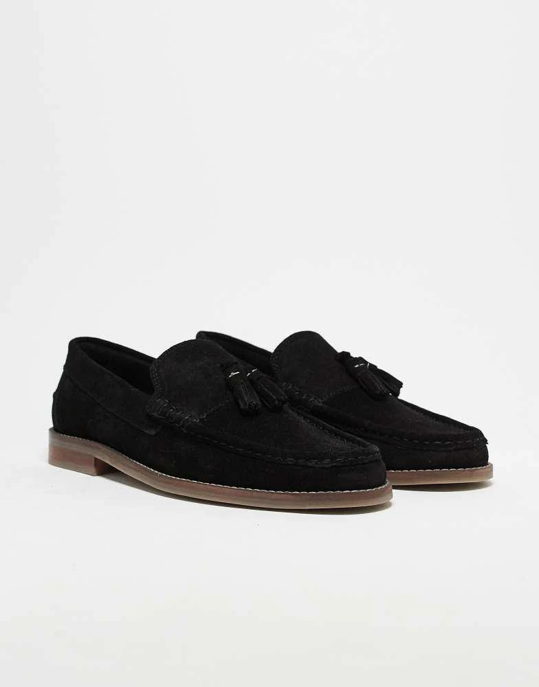 ASOS ASOS DESIGN tassel loafers in black suede with natural sole 2