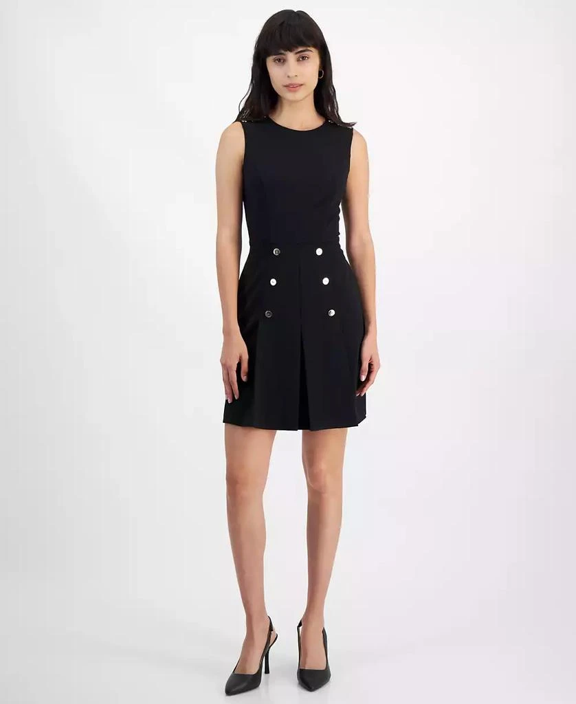 Tahari Women's Sleeveless Button A-Line Dress 1