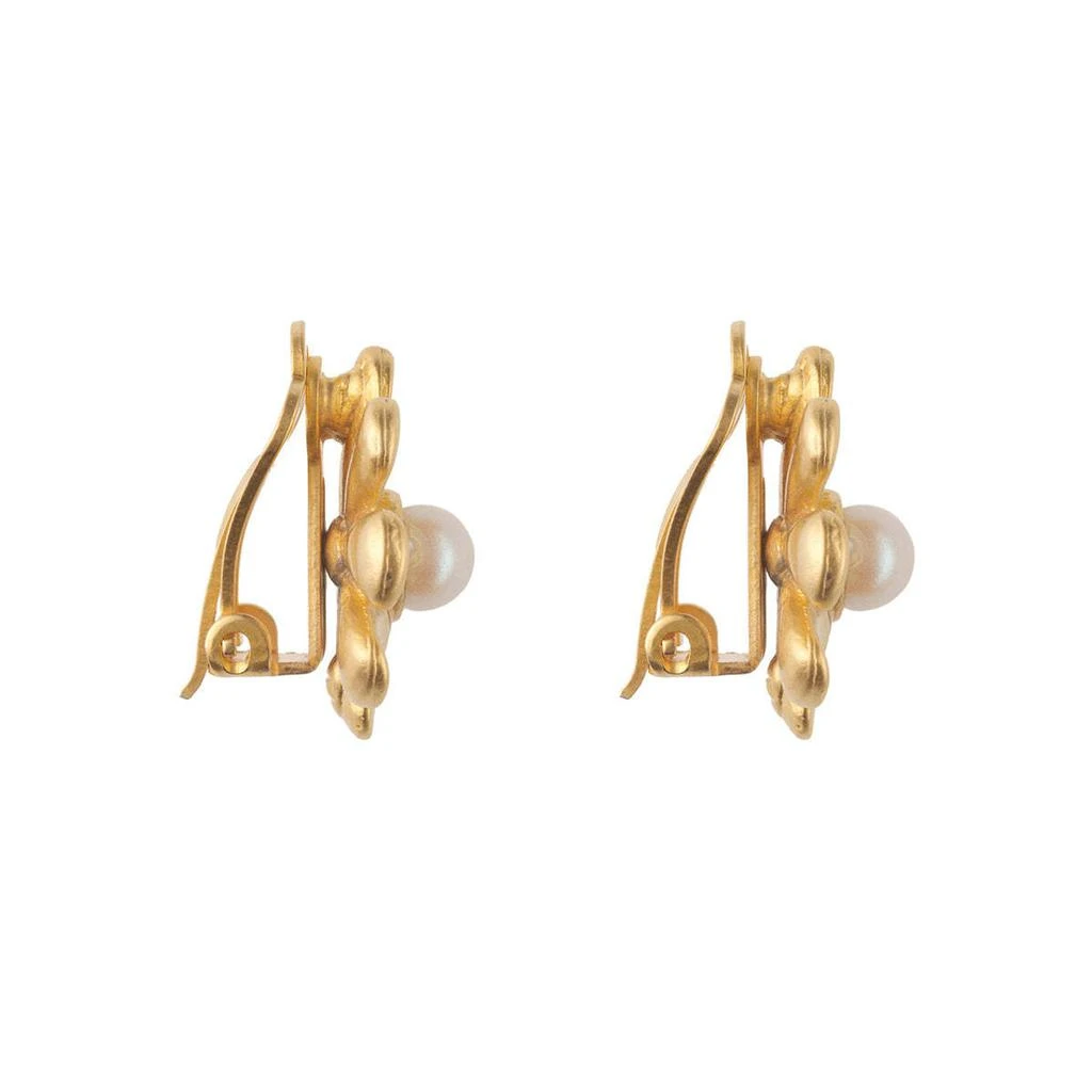Susan Caplan Vintage 1980s vintage flower pearl clip-on earrings 2