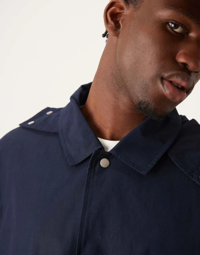 ASOS ASOS DESIGN hooded short trench coat in navy 3