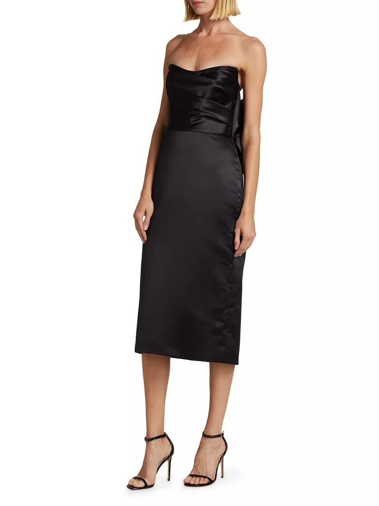 Amsale Duchess Satin Bow-Back Midi-Dress 4