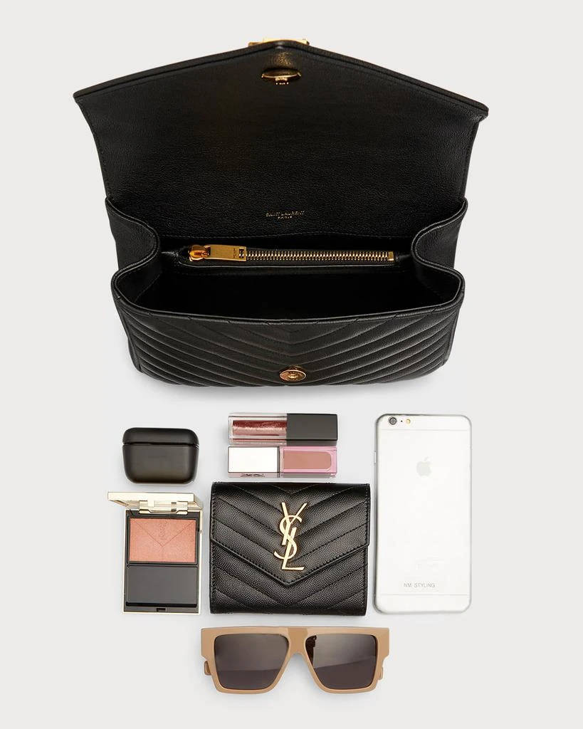 Yves Saint Laurent College Medium Flap YSL Shoulder Bag in Quilted Leather 8