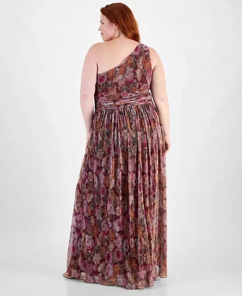 B Darlin Trendy Plus Size Printed One-Shoulder Gown 2
