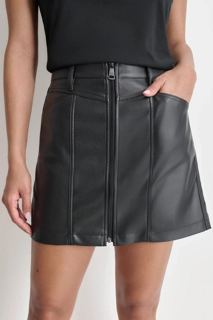 DKNY FAUX LEATHER ZIP FRONT MINI SKIRT 5