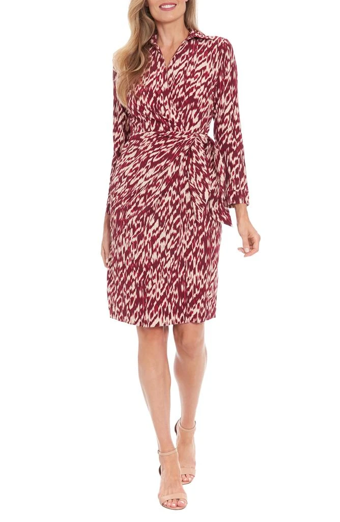 London Times Long Sleeve Faux Wrap Dress 1