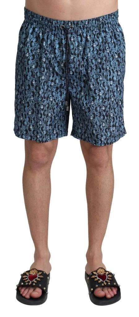 Dolce 
Gabbana Dolce 
Gabbana Blue Patterned Print Beachwear Shorts Swimwear 1
