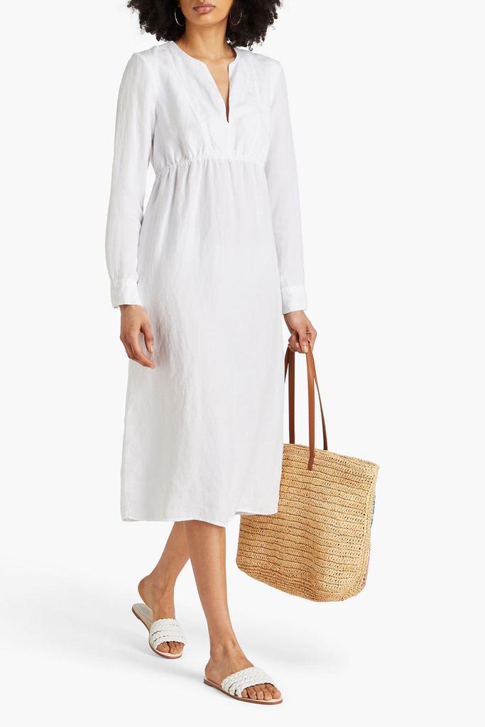 James Perse Empire gathered Lyocell and linen-blend midi dress