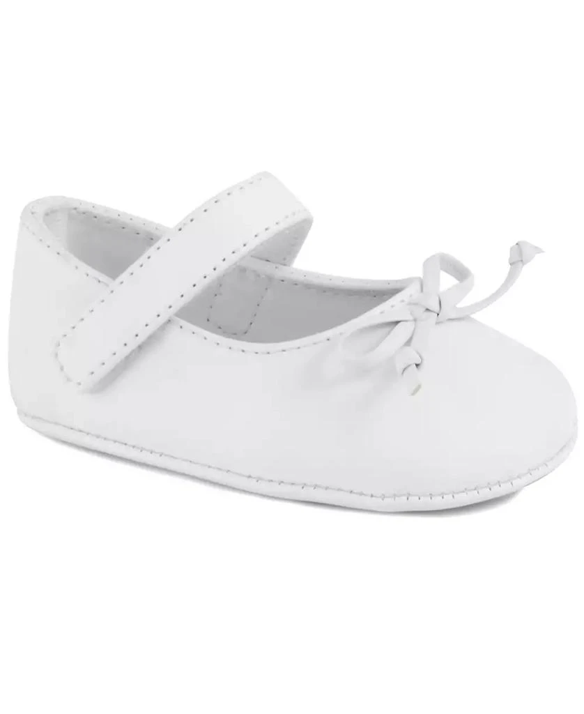Baby Deer Baby Girl Leather-Like Skimmer with Spaghetti Bow Overlay 1