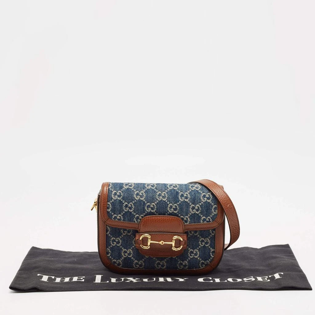 Gucci Gucci Blue/Brown GG Denim and Leather Horsebit 1955 Shoulder Bag 16