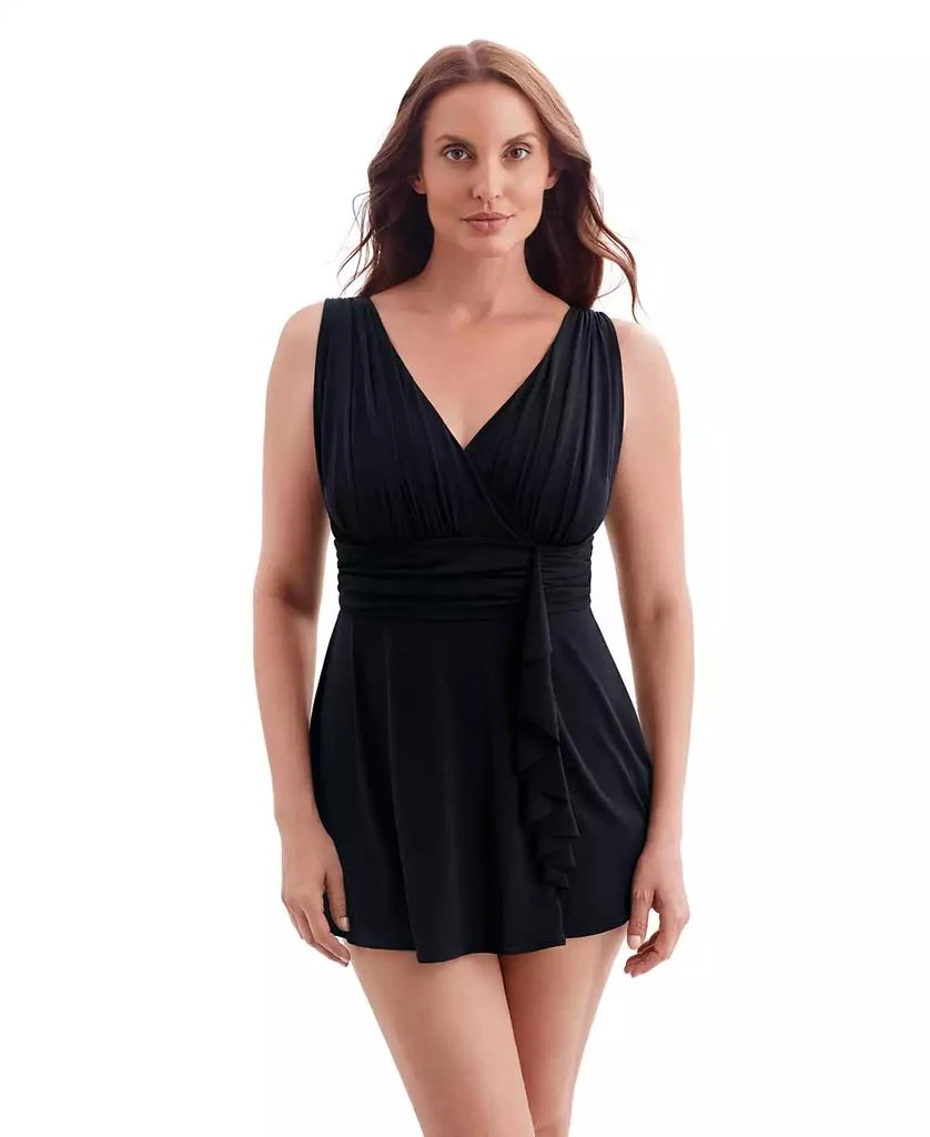 Shop Women's Solid Navy Ruffle Goddess Long Torso Swim Dress on Sale at  BeyondStyle  Get 31% Off Women's Solid Navy Ruffle Goddess Long Torso Swim  Dress with Limited-Time Flash Deals, Exclusive