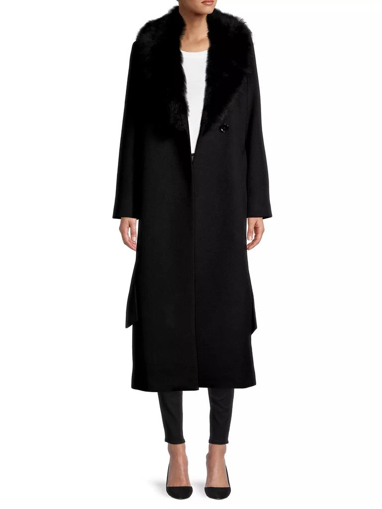 Sofia Cashmere Shearling Long Belted Wrap Coat 2