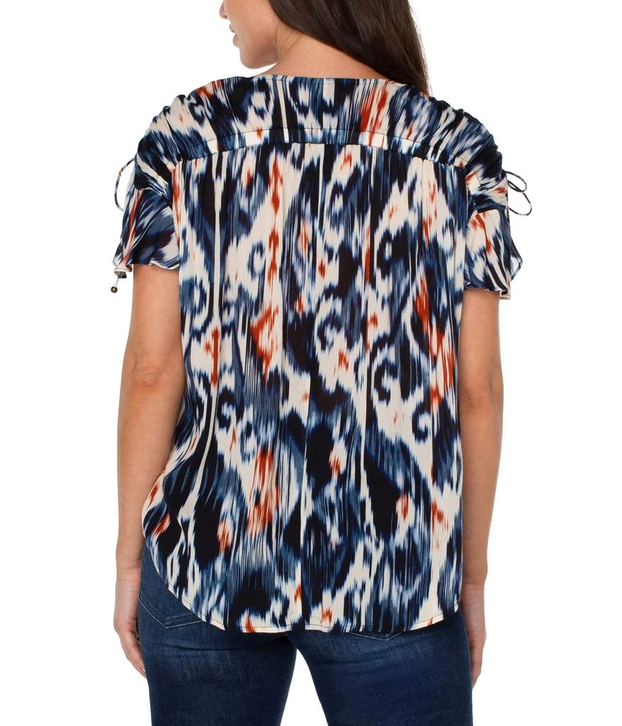 Liverpool Shirred V-Neck Dolman Top with Tie Details 2