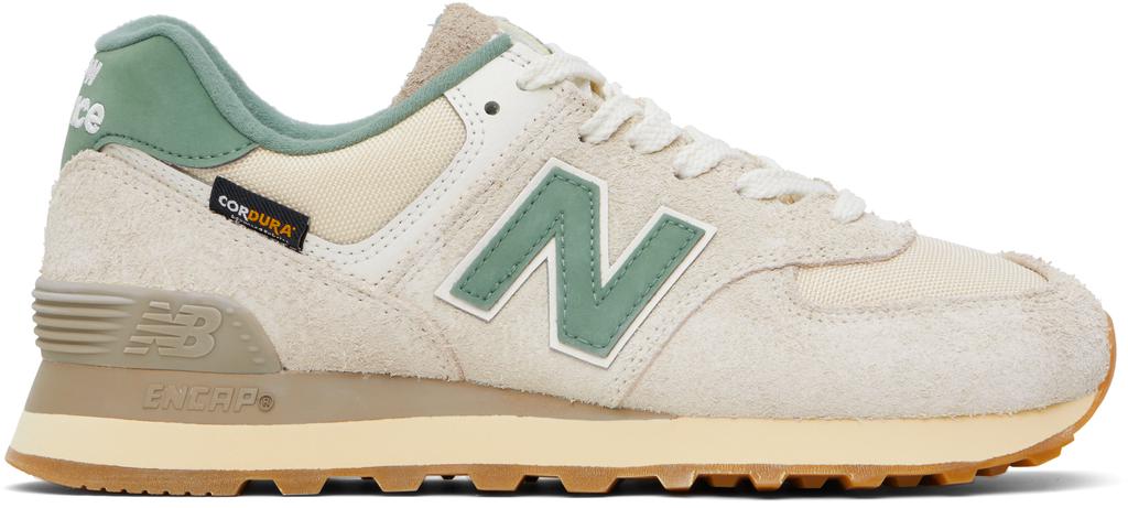 New Balance Beige & Green 574 Sneakers