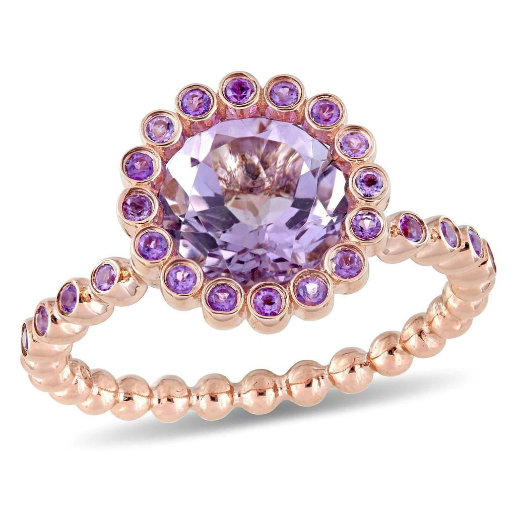 Mimi
Max 4 1/10ct TGW Rose de France African Amethyst Halo Scalloped Ring 14k Pink Gold