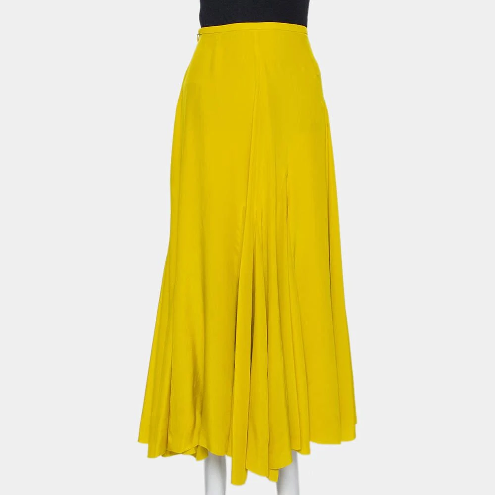 haider ackermann Haider Ackermann Mustard Yellow Silk Flared Maxi Skirt S 1