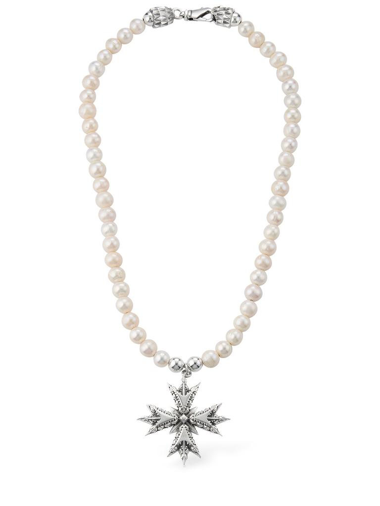 EMANUELE BICOCCHI Large Eb Crest Pearl Necklace