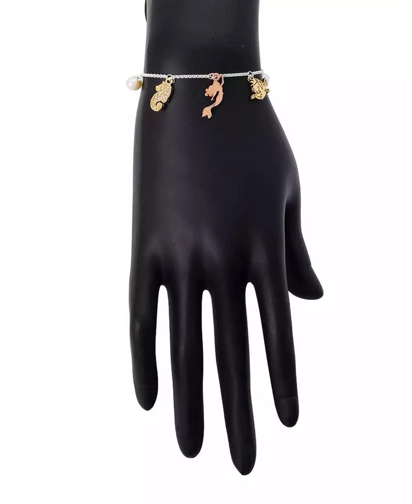 Disney Little Mermaid Cubic Zirconia and Mother of Pearl Charm Bolo Bracelet 3