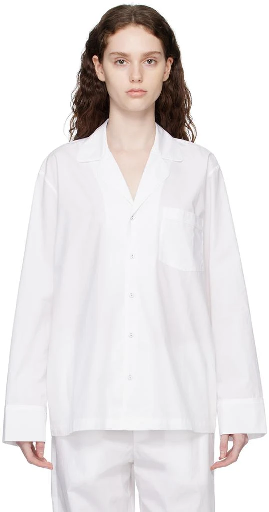 SKIMS White Poplin Sleep Cotton Button Up Shirt 1
