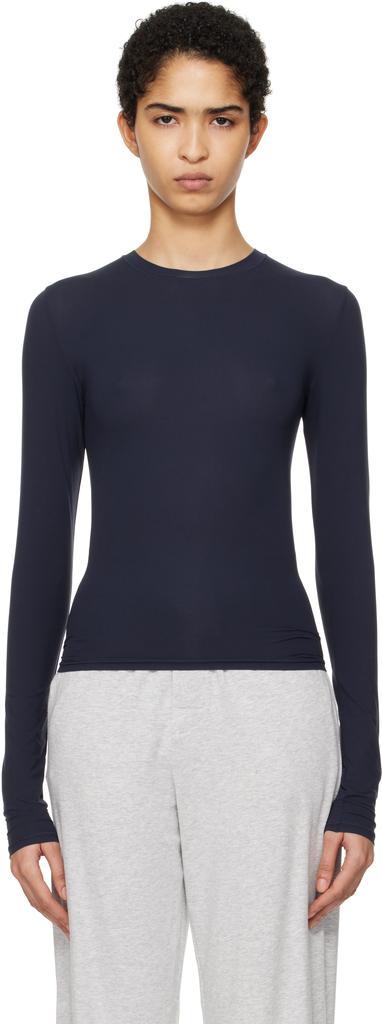 トップス everyone long sleeve tee navy SKIMS Navy Fits Everybody Long Sleeve T-shirt - T-Shirts - BeyondStyle