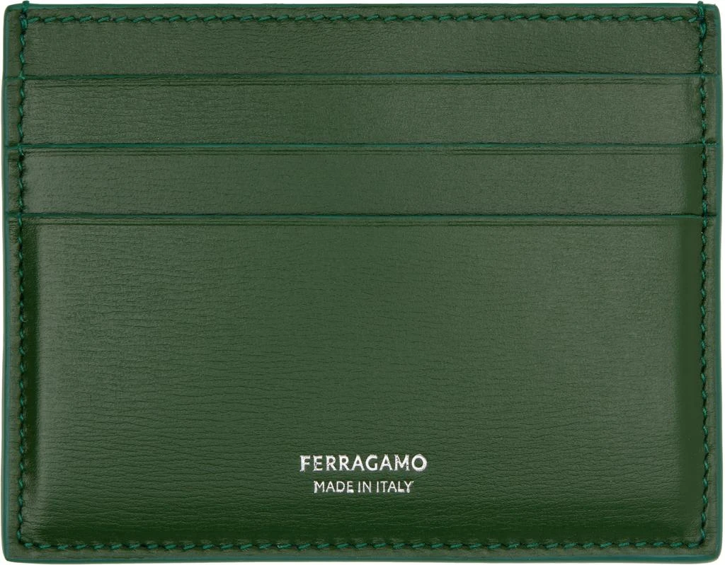 Salvatore Ferragamo Green Leather Card Holder 1
