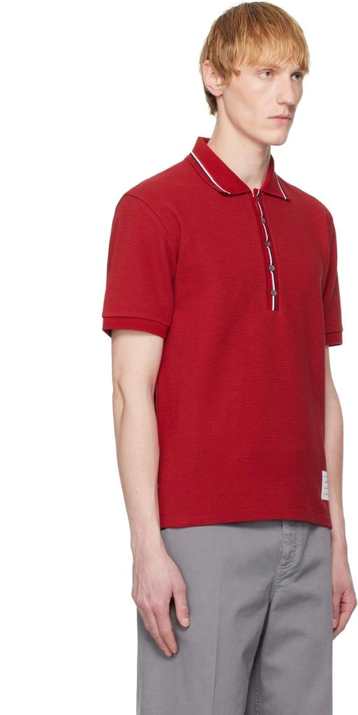 Thom Browne Red RWB Waffle-Knit Polo 2