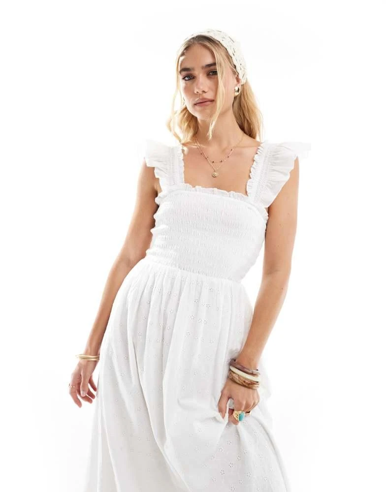 Accessorize Accessorize puff sleeve shirred midi beach dress in cream -  Dresses & Skirts - Free Shipping - BeyondStyle