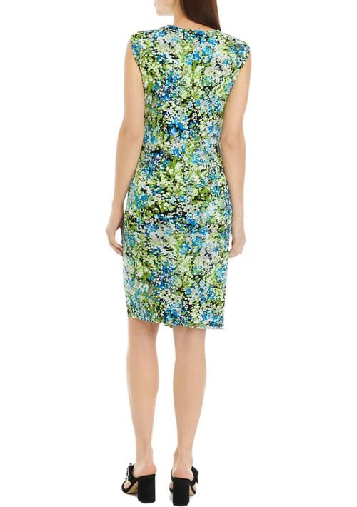 Kasper Women's Signature Wrap Printed Dress - Black/Kiwi Multi - 6 Kasper Women's Signature Wrap Printed Dress - Black/Kiwi Multi - 6