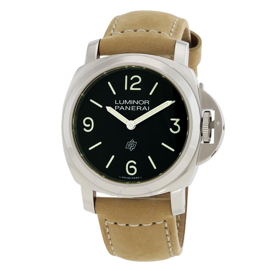 Panerai Luminor Logo Hand Wind Black Dial Men's Watch PAM01086