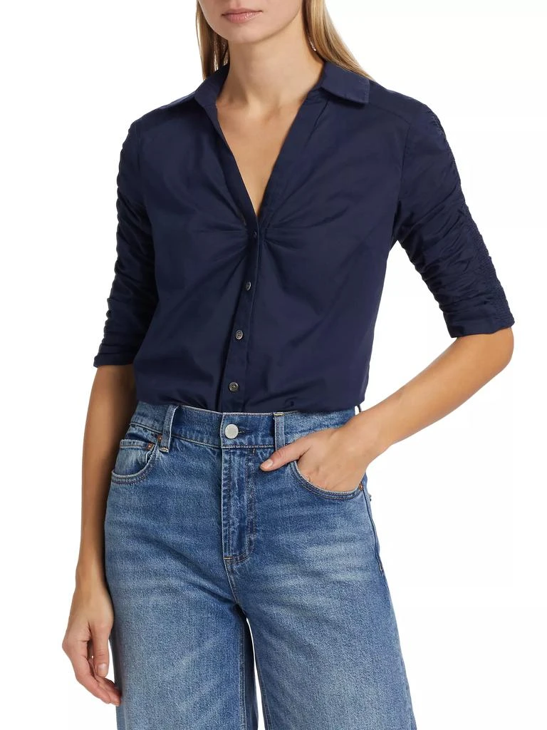 VERONICA BEARD Porta Ruched Cotton Top 3