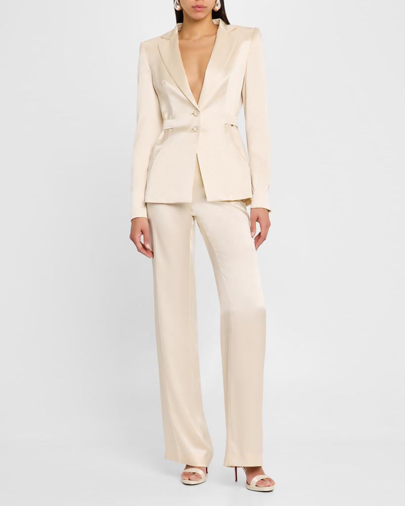 Alberta Ferretti Satin Straight-Leg Trousers