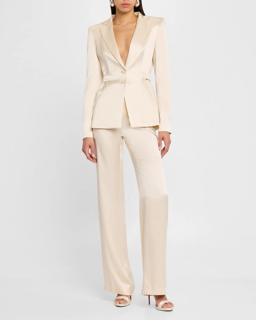 Alberta Ferretti Satin Straight-Leg Trousers 2