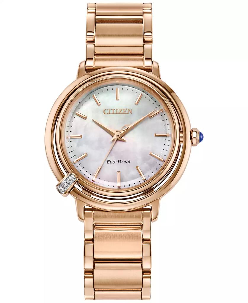Citizen Eco-Drive Women's L Arcly Diamond Accent Rose Gold-Tone Stainless Steel Bracelet Watch 31mm