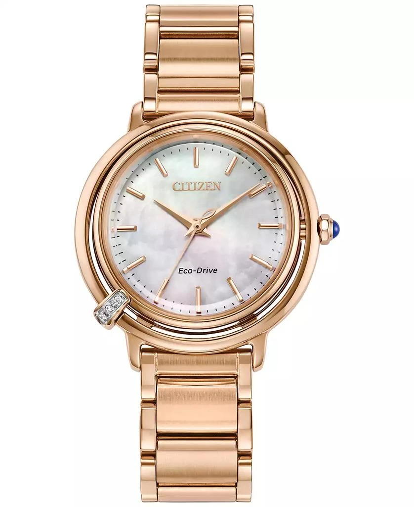 Citizen Eco-Drive Women
s L Arcly Diamond Accent Rose Gold-Tone Stainless Steel Bracelet Watch 31mm 1