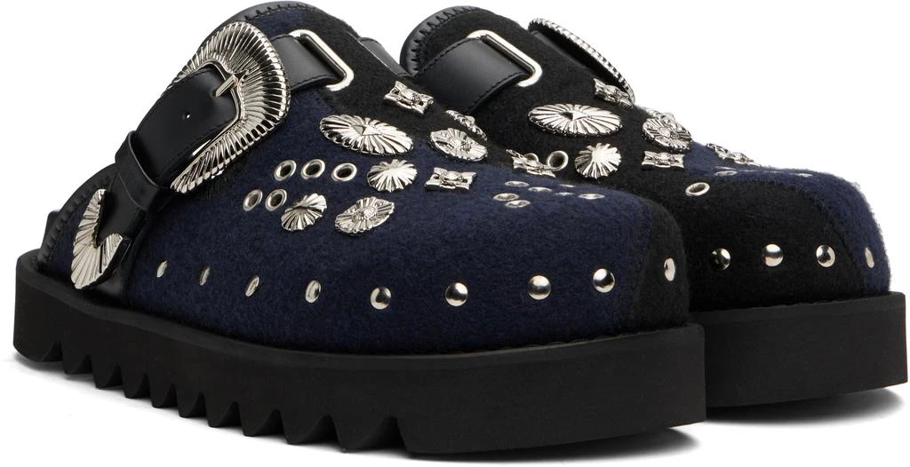 Toga Virilis SSENSE Exclusive Black & Navy Eyelet Metal Sabot Loafers 4