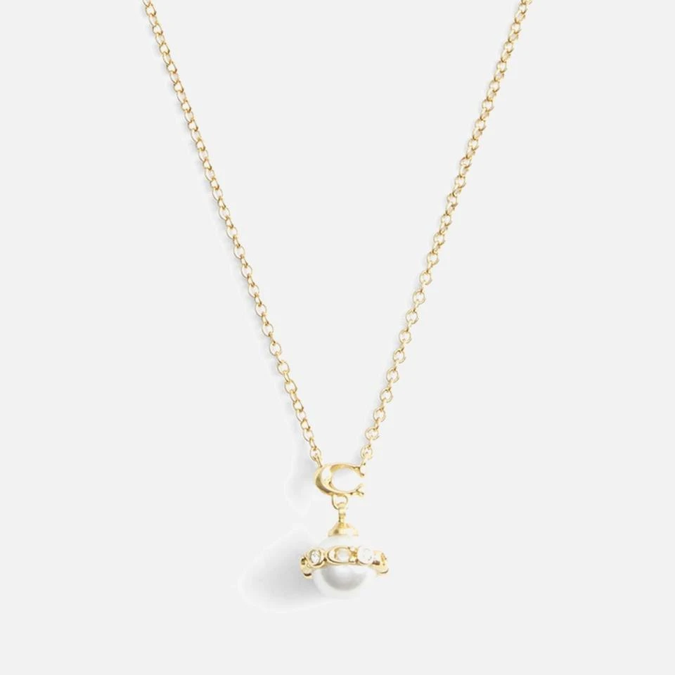 Coach Coach Pearl Orb Short Gold-Tone Pendant Necklace 2