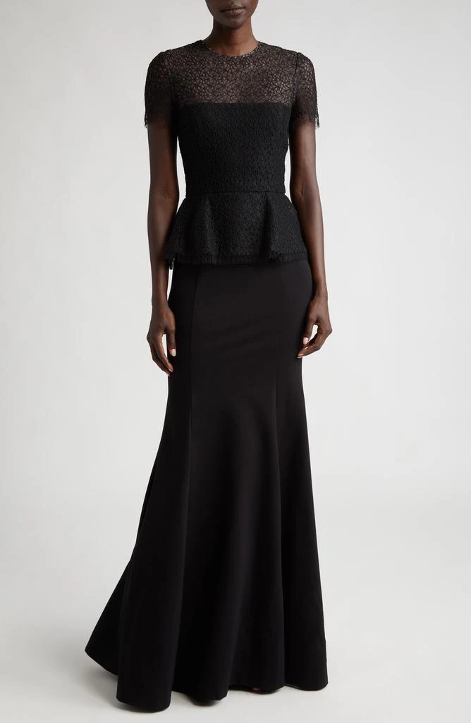 Jason Wu Mixed Media Embroidered Lace Peplum Gown