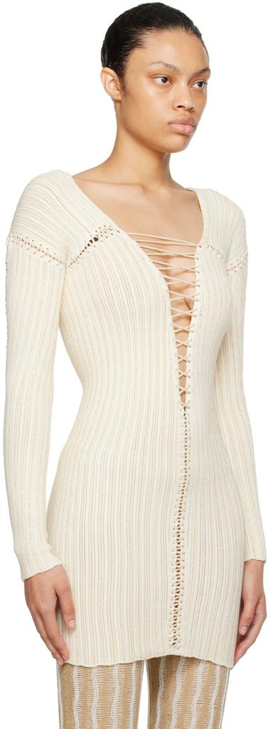 Isa Boulder SSENSE Exclusive Beige & White Lace-Up Top