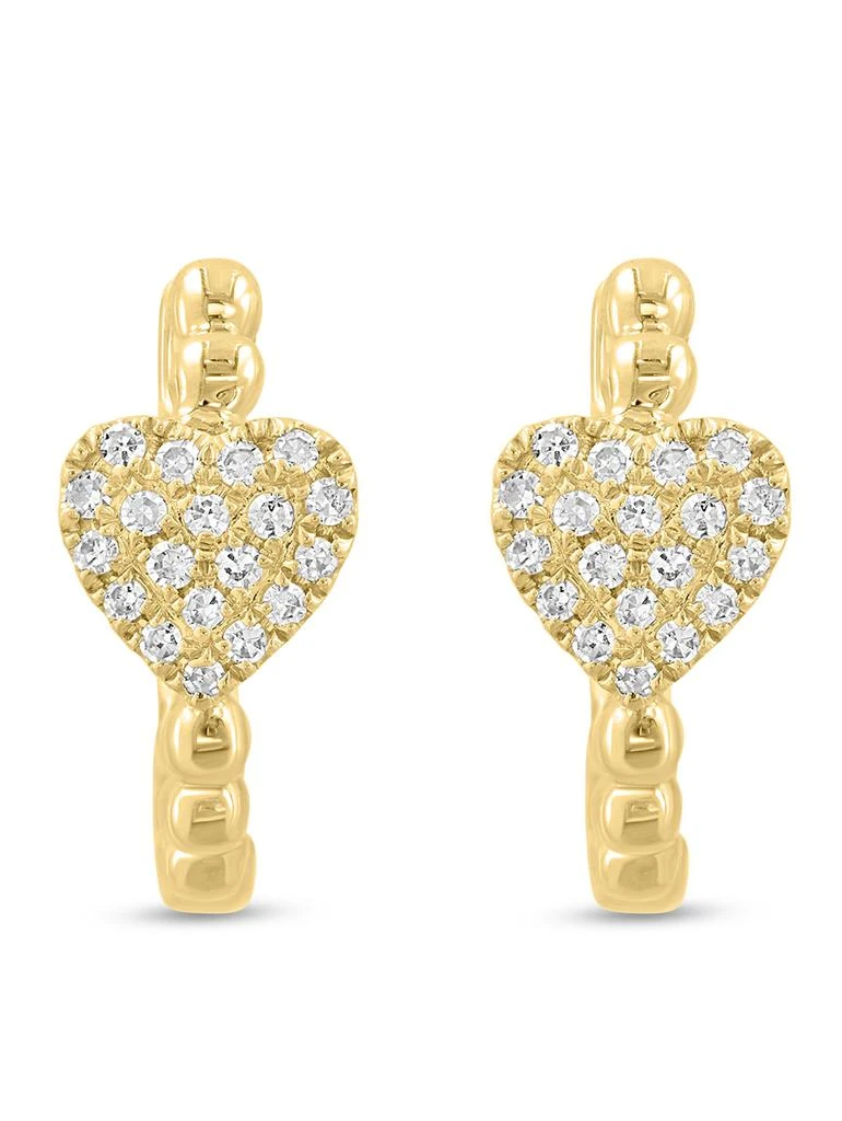 Saks Fifth Avenue 14K Yellow Gold 
0.13 TCW Diamond Heart Huggie Earrings 2