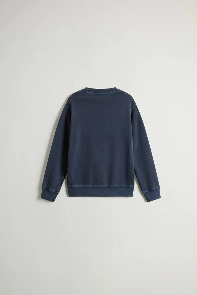 Woolrich Boys’ Garment-Dyed Pure Cotton Crewneck Sweatshirt - Boys - Blue 2