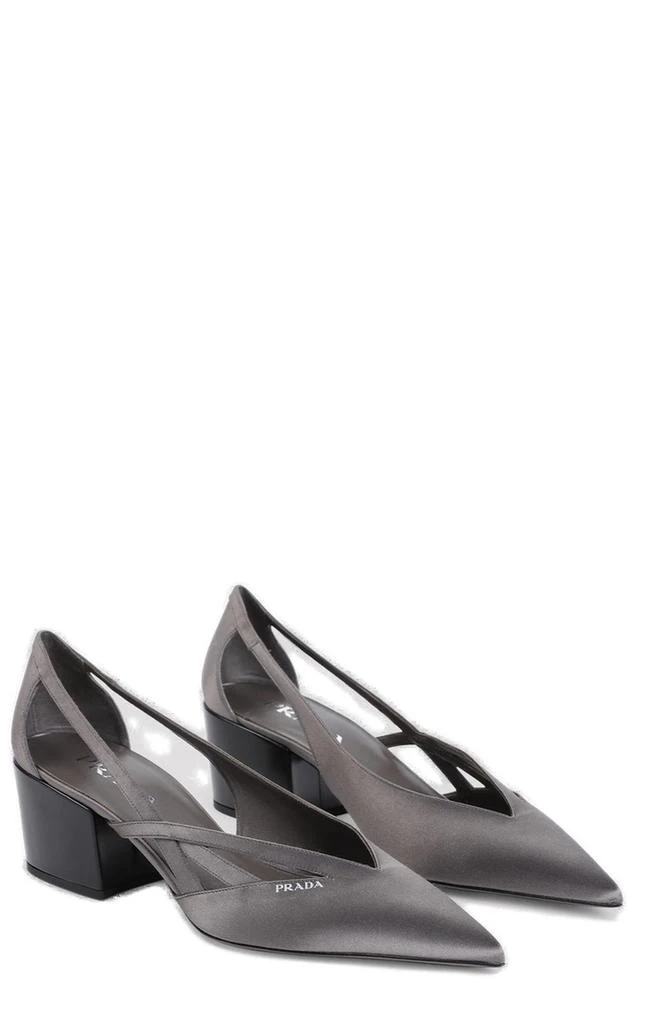 Prada Prada Pointed-Toe Satin Cut-Out Pumps 3