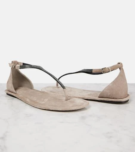 Brunello Cucinelli Monili suede thong sandals 5