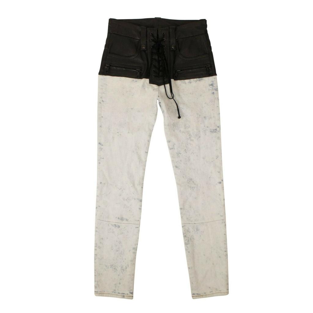Unravel Project Leather Corset Jeans - Black