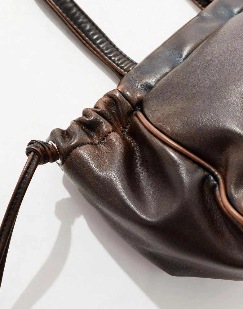 ASOS ASOS DESIGN tote bag with drawstring closure in washed brown 2