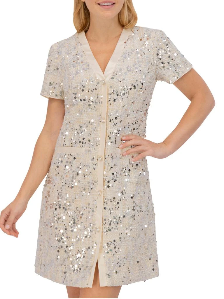 eliza j sequined shift dress Illusion Sequin Fringe Shift Dress