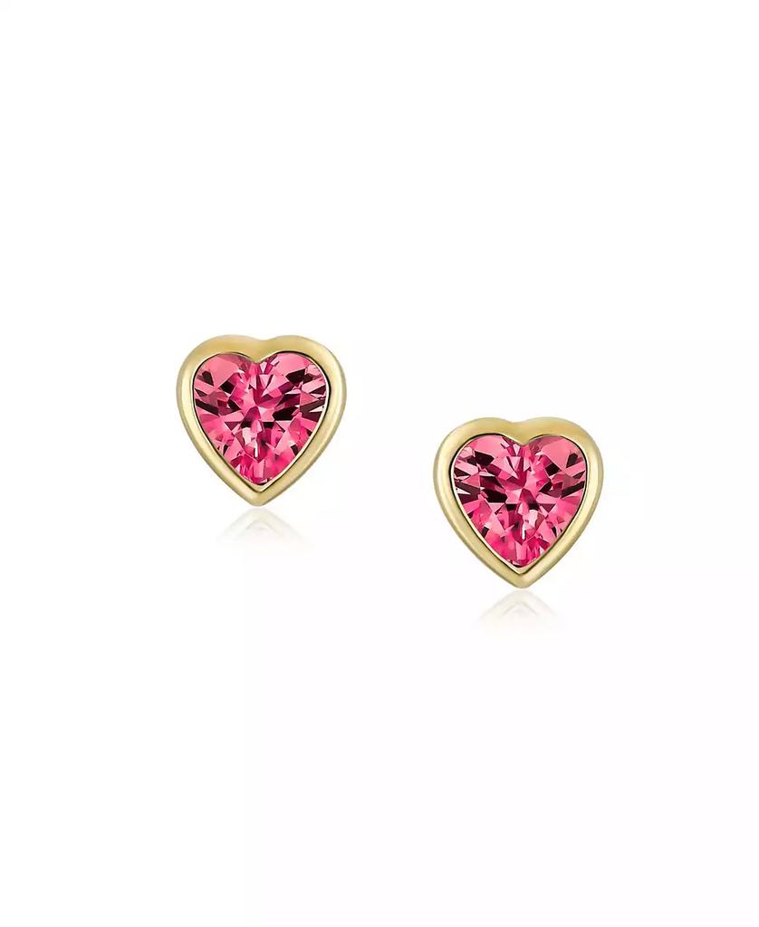 Bling Jewelry Tiny Cubic Zirconia Real Yellow 14K Real Yellow Gold Heart Stud Earrings