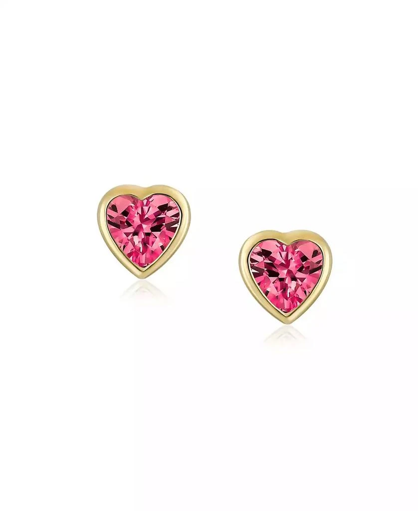 Bling Jewelry Tiny Cubic Zirconia Real Yellow 14K Real Yellow Gold Heart Stud Earrings 2