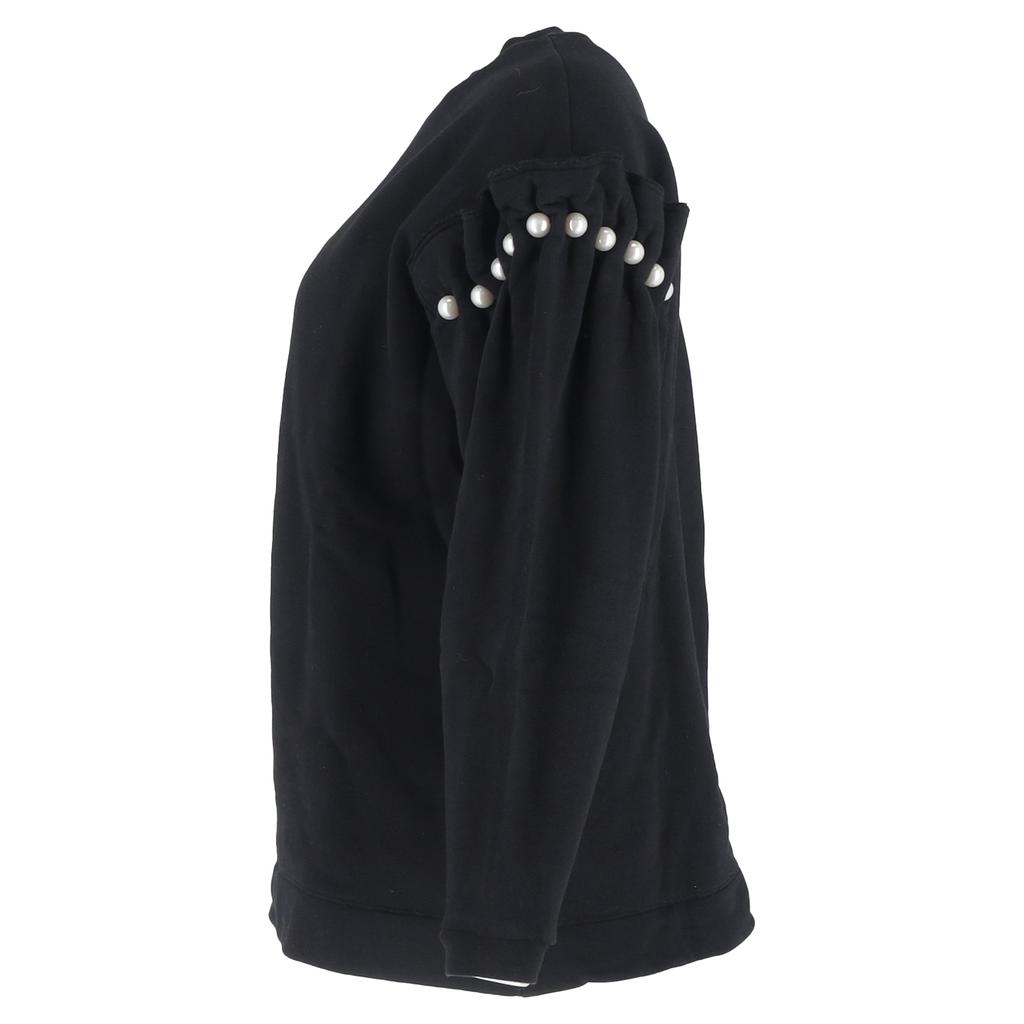 MOTHER OF PEARL Dani Cropped Sweatshirt In Black Cotton